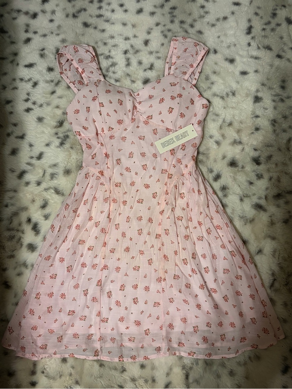 Derek Heart Pink Dress with Red Floral Print for Kids